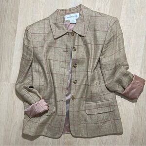 Vintage Jones New York linen Windowpane Blazer